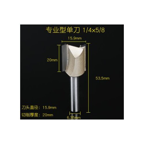 1/4" Shank Dia 5/8" Cutting Dia Carbide Tipped Single Flute Straight Router Bit