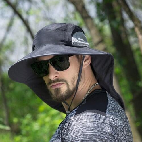 Fishing Sun Hat UV Protection Neck Cover Sun Protect Cap Wide Brim Neck Flap Fishing Cap for Travel Camping Hiking Boating