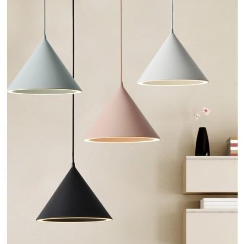 Modern Led Pendant Light Fixture With Aluminum Lampshade For Diningroom Cafe Bar Restaurant Nordic Cone Hanging Lamp Lampadario