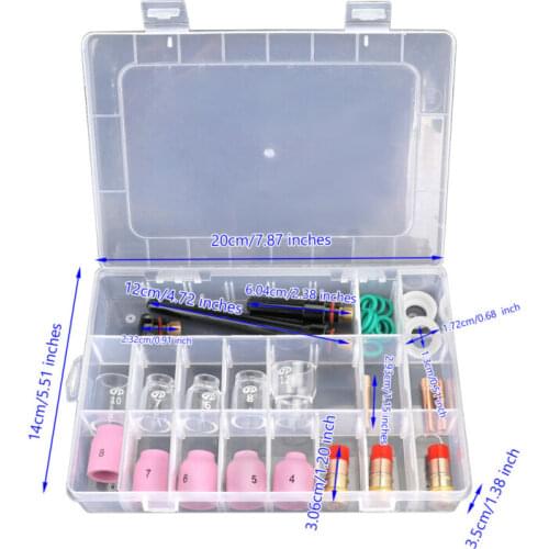 31pcs TIG Welding Torch Stubby Gas Lens #12 Heat Glass Cup Kit For All TIG Torches WP-26 Also Suitable For WP-17 WP-18 Equipment