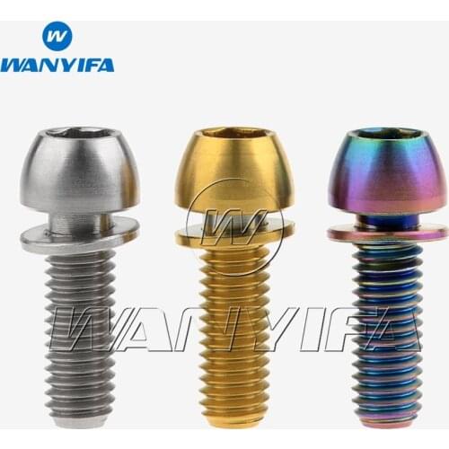 Wanyifa Titanium M6x18mm M6x20mm Ball Tapered Screw with Washer 4pcs Bolts for Bicycle Brake