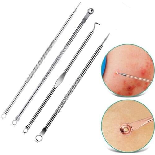 4pc Blackhead Blemish Removers Acne Pimple Blemish Extractor Vacuum Extrusion Acne Stick Against Black Dots Tools For Face Clean