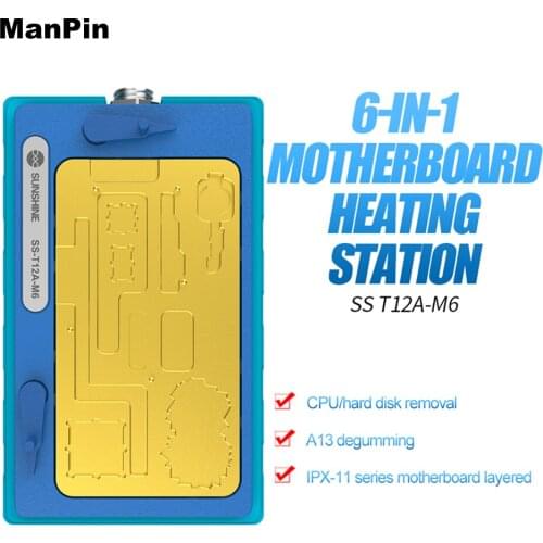 T12A-M6 6in1 Motherboard Layering Heating Station For iPhone 11Pro X XS MAX CPU Hard Disk Glue Remove A13 Degumming Phone Repair
