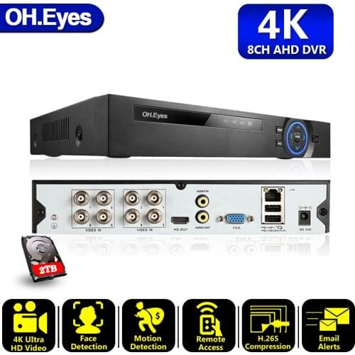 8MP 4K Video Surveillance AHD DVR Audio Face Detection 8CH 8 Channel Hybrid DVR NVR 6 in 1 H.265+ XVI TVI CVI NVR AHD DVR Xmeye