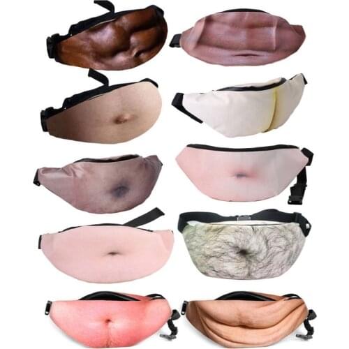 D0LF Novelty Fun Men Women Dad Bag Dad Bod Waist Bags Beer Fat Hairy Belly Fanny Pack