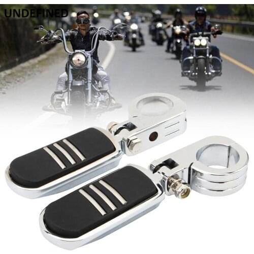1 1/4" Universal Motorcycle Highway Foot Pegs Footrests Pedal 32mm Engine Guard Crash Bar Mount Clamps For Harley FLHT FXD FXS