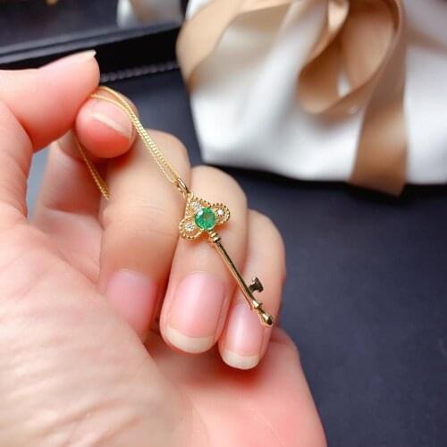 SHILOVEM 925 sterling silver Natural Emerald Pendants classic fine Jewelry women wedding wholesale gift new 4mm mz0404886agml