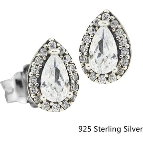 CKK 925 Sterling Silver Radiant Teardrops Stud Earrings For Women Gift Original Fashion Jewelry Making