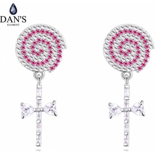 DANS ELEMENT 2 Colors Real Big Brand AAA Zirconia Micro Inlays Round Stud Earrings for Women 130268