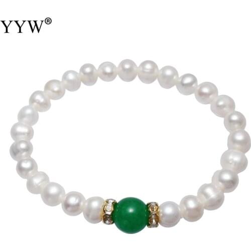 AAA Freshwater Cultured Pearl Bracelet Women Fashion Jewelry Gift 10mm Loose white Natural Pearl Bracelets With Agates Onyx