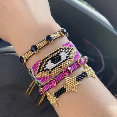 ZHONGVI Miyuki colorful eyes bracelet For women quality bisuteria shiny crystal rhinestone Bracelet jewelry