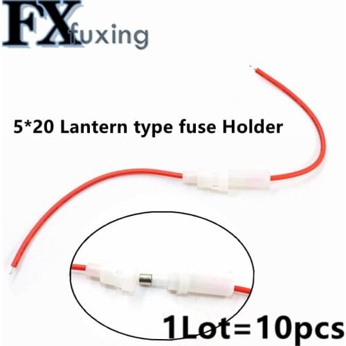 10Pcs 250V Glass Fuse Tube Fuse Casing Lantern Glass Fuse Holder Screw Type With White In-Line Wire Cable 5*20mm 20AWG Wire Hot