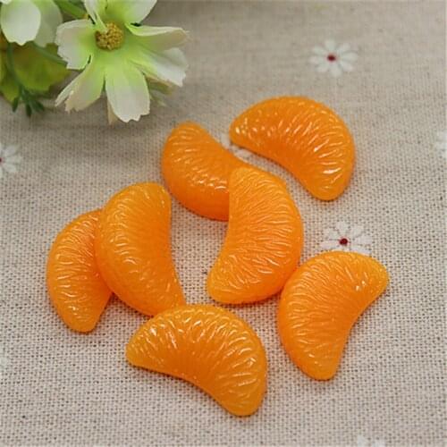 10pcs Kawaii Simulation Food Resin 3D Orange Flap Flatback Cabochon DIY Decorative Craft Scrapbooking Accessories,28*17mm