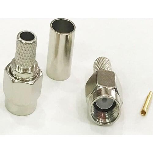 10pcs SMA Male Plug Crime Connector for RF RG58 LMR195 RG142 RG400 Coax Cable