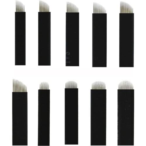100Pcs 12 14 16 18 U shape microblading Needle Eyebrow Tattoo Blades 3D Embroidery Manual Pen Permanent Makeup Tattoo Accessory