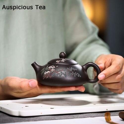 180ML Yixing Purple Clay Filter Tea Pot Raw Ore Stone Scoop Teapots Handmade Ball Hole Filter Kettle Boutique Zisha Tea Set