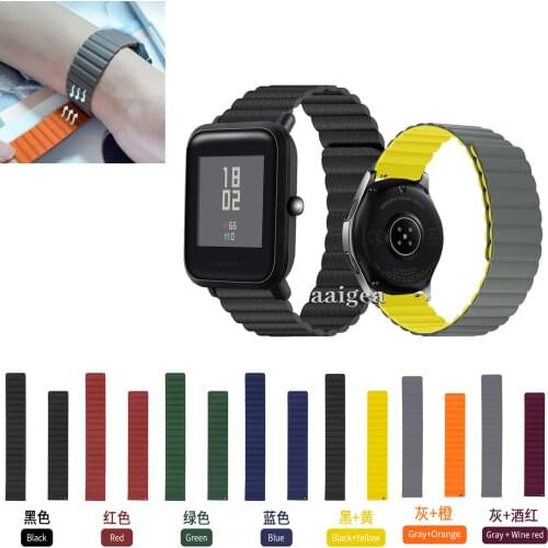 20mm 22mm Magnetic Loop Watchband Silicone Strap Band For Huami Amazfit Bip Lite Bip S U for Huami Neo /GTS GTS 2 Mini