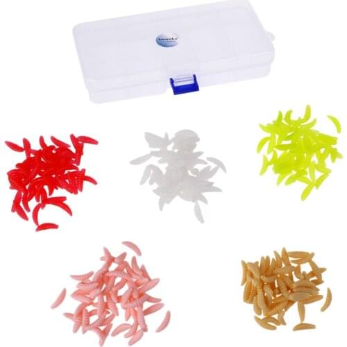 250 Pcs Soft Fishing Artificial Lures Soft Lures Silicone Grub Worms Baits