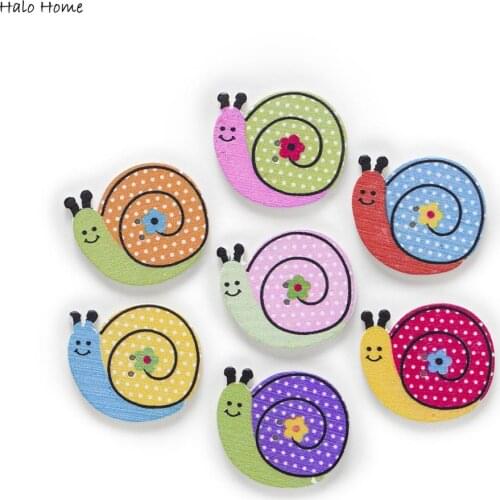 30pcs Snails Theme Wood Buttons for Sewing Scrapbooking Clothing Headwear Handmade Crafts Home Decor Accessories DIY
