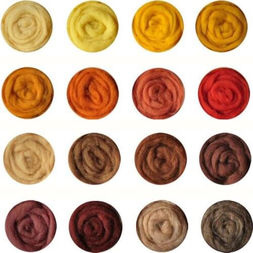 50g Yellow series Wool Fibre Wool Roving For Needle Felting Hand Spinning DIY materials