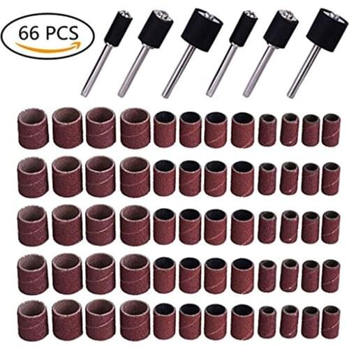 66pcs Drum Sander Bands Mandrels Rotary Drill Tools Kit for Sandpaper Sleeves