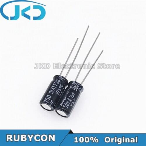 50pcs RUBYCON 4.7UF 50V 5*11mm 4.7UF50V 50V4.7UF 5x11mm Aluminum Electrolytic Capacitor 100% Original