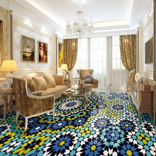 Free shipping flooring 3d blue abstract pattern geometric collage painting ceiling wallpaper mural bathroom living room