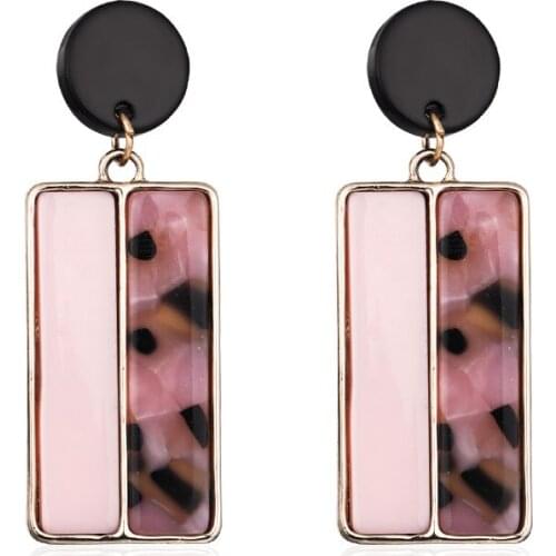 Bohemian Big Square Acrylic Drop Earrings for Women Needle Resin Acetate Tortoiseshell Dangle Earring Ethnic Jewelry Gift