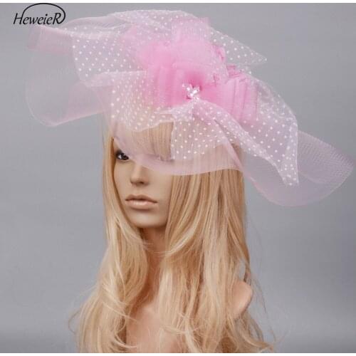 Large Fascinator Hat Pink Net Mesh Lace Top Hat Cap Ladies Women Hair Clip Headdress Hairwear Party Accessories Fashion Gift