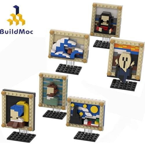 Buildmoc Pixel Art Ideas 3D World Famous Painting-VanGogh Mosaic Murals Painting Building Blocks Bricks Home Decoration DIY Toys