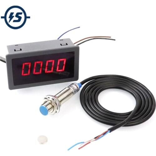 AC 110V 220V 4Bit Digital LED Tachometer RPM Speed Meter with Hall Proximity Switch Sensor