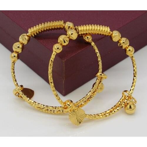TWO PIECES Baby Bangles Gold Color Ethiopian Kids Exquisite Bracelet/Bangle Trendy African Arab Jewelry