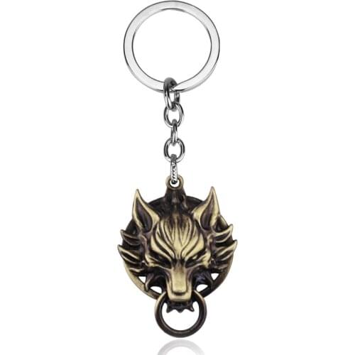 Dongsheng Hot Game Final Fantasy Metal Keychain Wolf Head Logo Chaveiro Cosplay Accessories Key Chain for Friend Gift