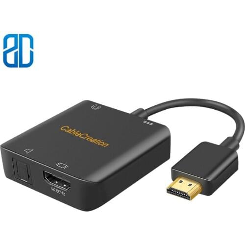 HDMI Audio Extractor 4K x 2K @60HZ HDMI to HDMI + Toslink Optical Digital Output + 3.5mm Stereo Extractor Converter HDMI Audio