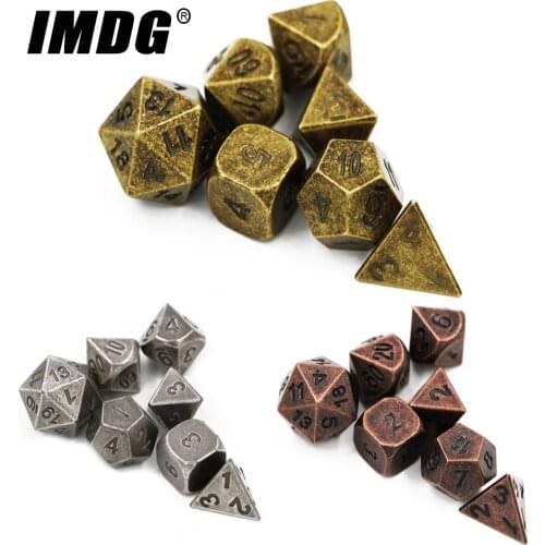 IMDG 7pcs/set Creative RPG Game Dice Polyhedron Metal Dice DND Different Color Game Dice