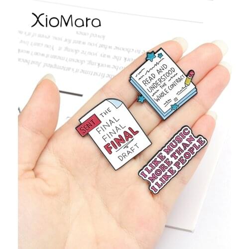 Creative Letter Quote Enamel Pins Symbol Message Lapel Pins Denim Clothes Bags Backpack Jewelry Gift for Men Women Friends