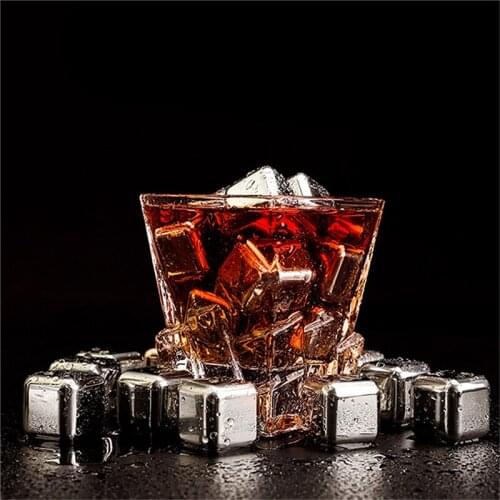 4/6/8 Pcs Stainless Steel Ice Cubes Reusable Convenient Chilling Stones For Whiskey Wine Keep Your Drink Cold Longer