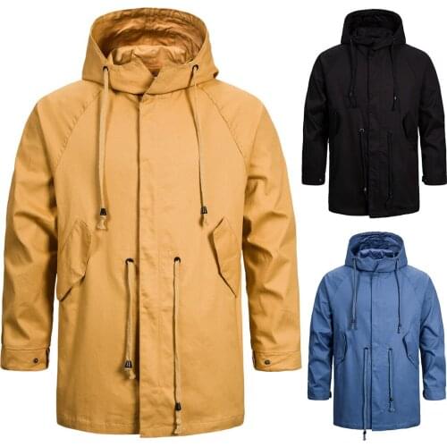 Mens Jackets 2021 Spring New Mens European and American Mens Casual Hooded Jackets Solid Color Jacket Men