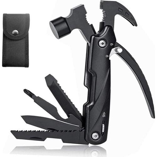 12-in-1 EDC Mini Hammer Tool Stainless Steel Portable Accessory Outdoor Survival Tool Camping Hunting Hiking Claw Hammer Pliers