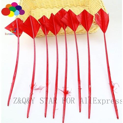 Natural 25-30CM Turkey Nest Forest Feather Scissors Pointed Dye Red DIY Craft Headdress Fitting Feather