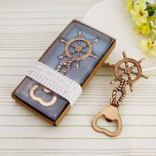 Ocean theme golden retro Classic rudder/helm bottle opener party gift souvenir Tableware Dinnerware LX4668