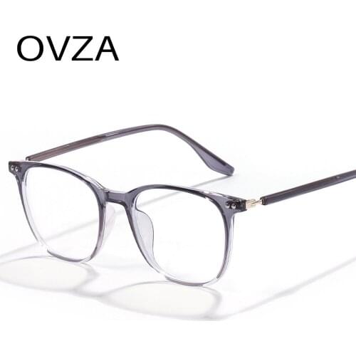 OVZA Retro Optical Frame TR90 Glasses Anti Light Blue Men Rectangle Transparent Eyewear Women Blue Blocking Lens S5064