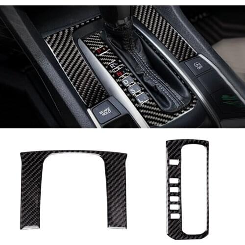 For Honda Civic 10th Gen 2016 2017 2018 2019 Car Carbon Fiber Center Control Gear Shift Panel Switch Button Cover Protector Trim
