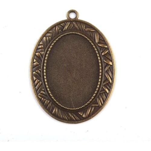 Antique Bronze Cabochon Setting Pendant Trays Blanks Bezel Inner 35*25mm Women Jewelry Findings Accessories Wholesale