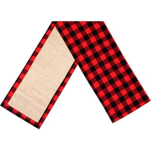 Christmas Table Runner Checkered Tablecloth Rectangle Cotton And Linen Tablecloth For Christmas Party Decoration 36X183cm