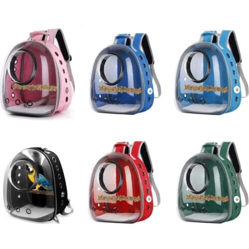 Parrot Carrier Backpack Travel Cage Birds Breathable Transparent Space Capsule LX9F