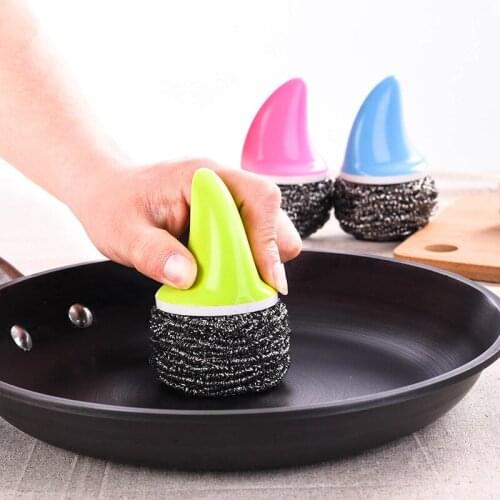 Kitchen Cleaning Brush Scourer for Pan Dish Bowl Pot Palm Brush Household Cleaning Tools Hand Stainless Steel Wire Ball 6 Colors