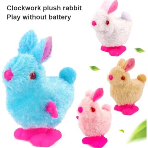 Clockwork Rabbit Animal Plush Stuffed Bunny Toys Cartoon Jumping Rabbit Childrens Wind Up Toys Baby Educational Toys Kids Gifts