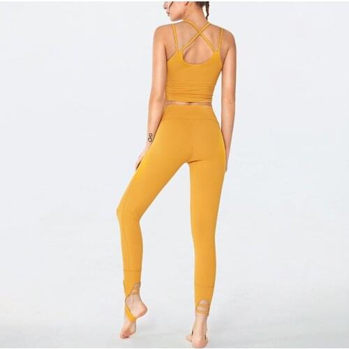 2 Piece Energy Seamless Yoga Set Leggings Sexy Strappy Women Fitness Clothing Sportswear Woman Gym Sports Bra Sports Suits