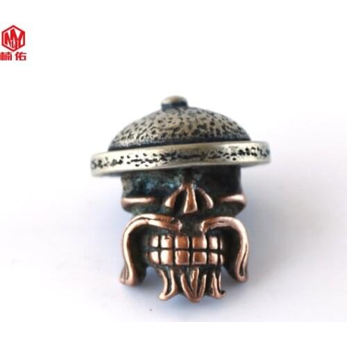 1 PCS DIY Knife Bead Sterling Style Skull Pirate Paracord Brass Knife Bead Outdoor Tool Pure Copper Key Hanging Buckle